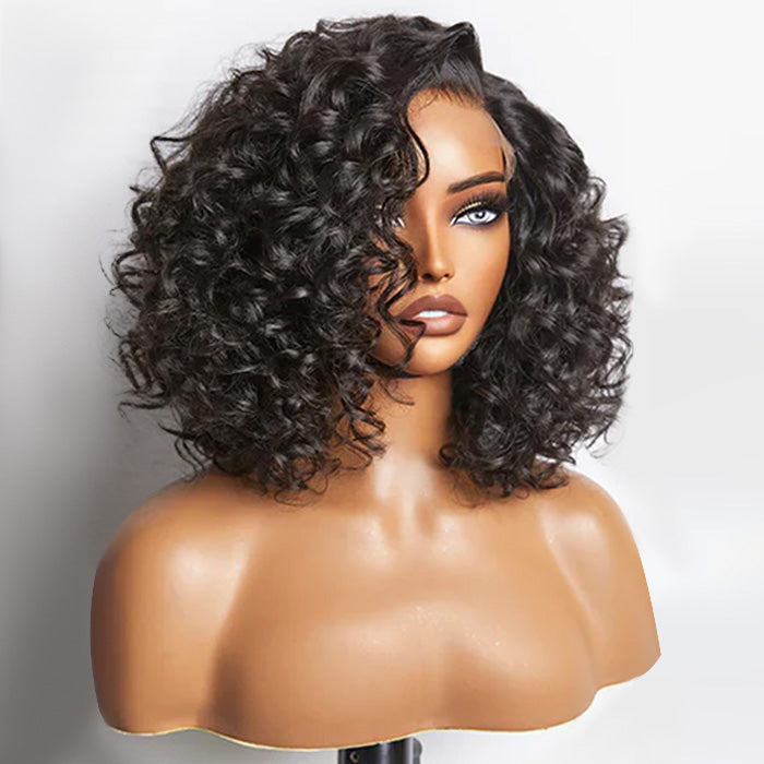 Enstah 10 inch Bouncy Left C Part Loose Wave Glueless Minimalist HD Lace Wig Ready To Go